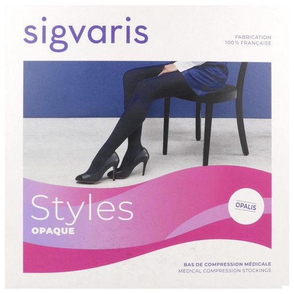 Sigvaris Styles Opaque Classe 2 Bas Autofixant Noir Large Long Plus 2