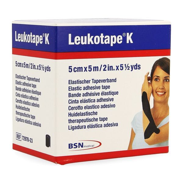 Leukotape K Bande Taping de Kinésiologie Noir 5 cm x 5 cm