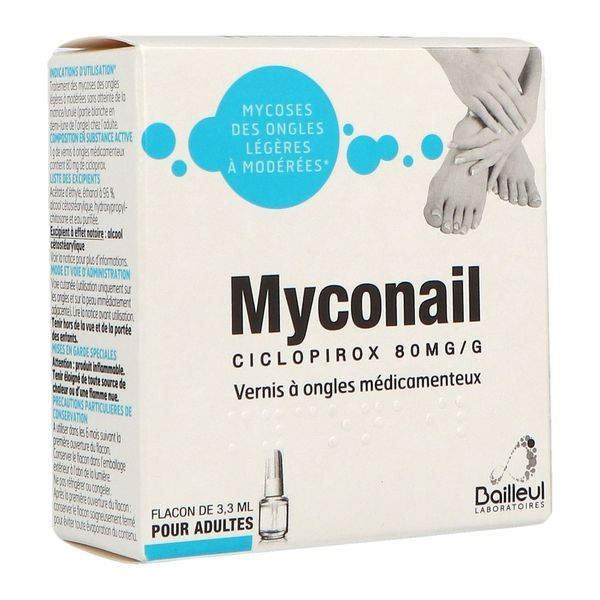 Myconail 80 Mg/G Vernis A Ongles Medicamenteux 1 Flacon(S) En Verre De 3,3 Ml Avec Pinceau(X) Applicateur(S)
