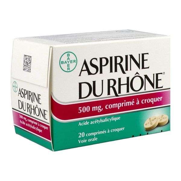 ASPIRINE DU RHONE Comprimé à croquer 500 mg, boîte 20
