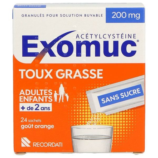 EXOMUC Granulé pour solution buvable 200 mg, boîte 24 sachets