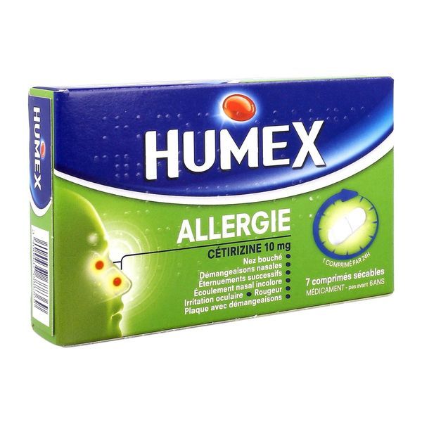 Humex Allergie Cetirizine 10 Mg Comprime Pellicule Secable B/7