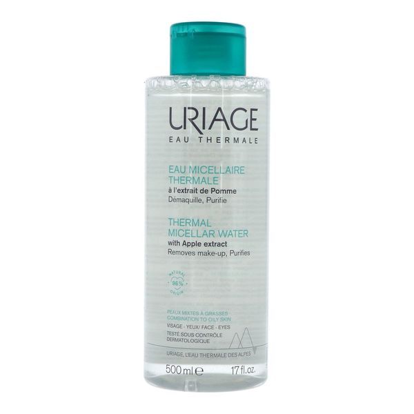URIAGE EAU MICELLAIRE THERMALE PEAUX MIXTES A GRASSES Eau micellaire thermale à l'extrait de pomme, fl 500 ml