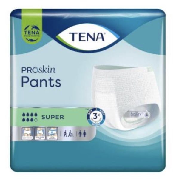 TENA PANTS PROSKIN SUPER Slip superabsorbant jetable pour incontinence urinaire modérée à forte, small (ref. 793415), sac 12