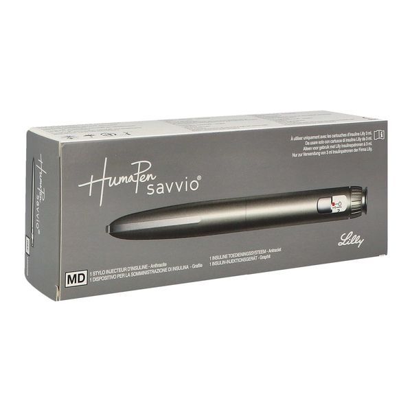 HUMAPEN SAVVIO Stylo injecteur d'insuline 1 UI pour cartouche 3 ml, 100 UI/ml Lilly, anthracite, unité