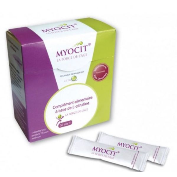 MYOCIT Sachet stick, complément alimentaire composé de 100 % de L-citrulline, bt 21