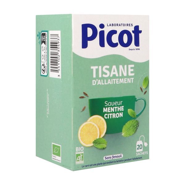 PICOT TISANE D'ALLAITEMENT BIO Tisane bio, saveur menthe citron, bt 20