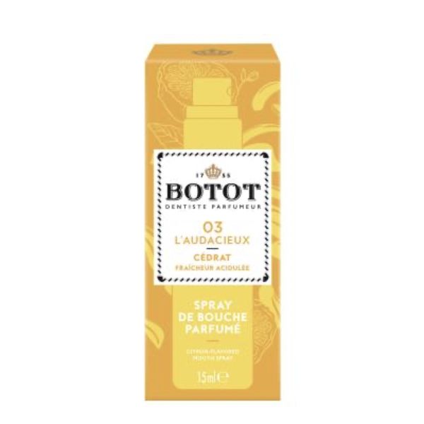 BOTOT L'AUDACIEUX 03 SPRAY DE BOUCHE PARFUME Spray de bouche parfumé au cédrat (jaune), spray 15 ml