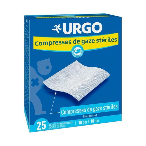 Urgo Sterile 10*10Cm ( 25 Sachets De 2 Compresses) Cpress Sach 50