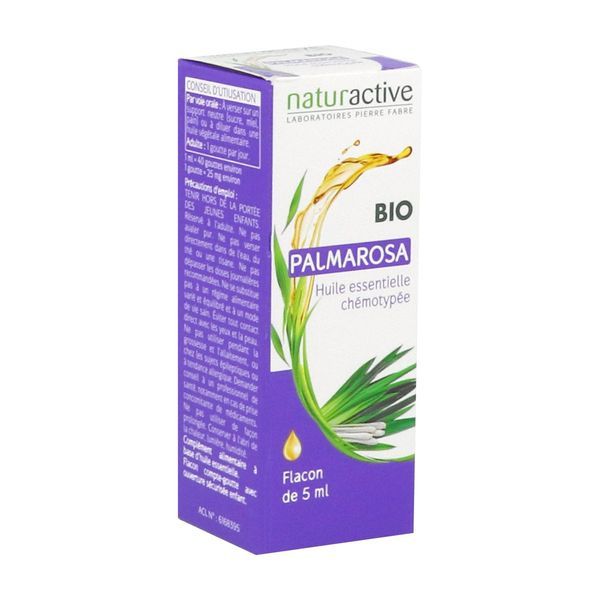 NATURACTIVE HUILE ESSENTIELLE CHEMOTYPEE BIO Huile essentielle, complément alimentaire à base de palmarosa HECT, fl 5 ml