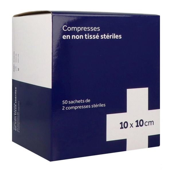 Raffin Medical Compresse En Non Tisse 10Cm X 10Cm 4 Plis - 50 Sachets De 2 Compresses 3010*10 G