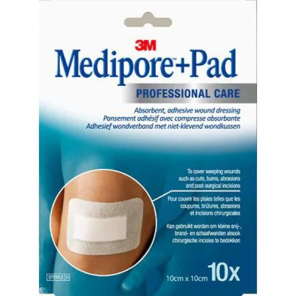 Medipore+Pad Adhesifs Steriles Avec Compresse Absorbante 10Cm*10Cm Pansement 10