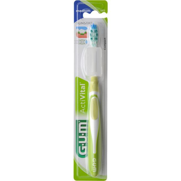 GUM ACTIVITAL BROSSE A DENTS Brosse à dents à tête compacte, avec capuchon de protection, médium (ref. 583), unité