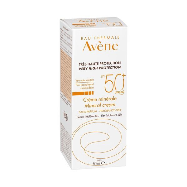 AVENE CREME MINERALE SPF 50+ Crème solaire écran minéral, très haute protection, SPF 50+, tube 50 ml
