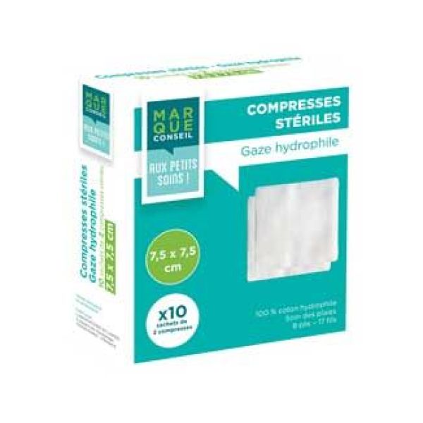 Marque Conseil Compresse Sterile Gaze Hydrophile 7,5*7,5 Cm 25