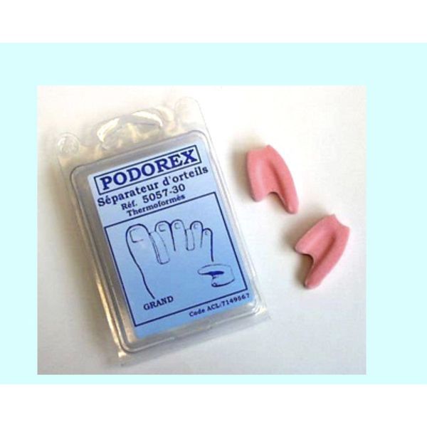 PODOREX SEPARATEUR D'ORTEIL Séparateur d'orteil, en mousse de latex anatomique thermoformée, grand (ref. 505730), bt 2