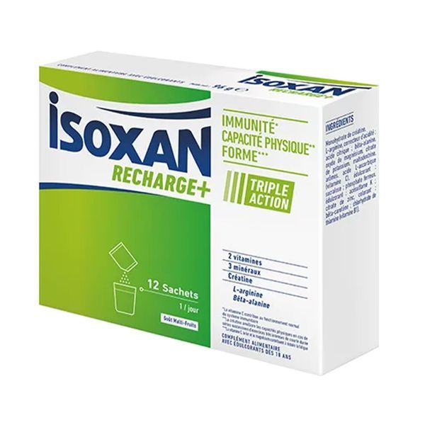 ISOXAN RECHARGE+ TRIPLE ACTION Poudre, complément alimentaire à base de vitamines, minéraux et oligoéléments, bt 12