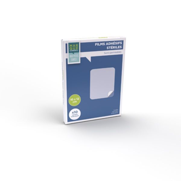 MARQUE CONSEIL FILMS ADHESIFS STERILES Pansement film adhésif, semiperméable, stérile, 10 cm x 12 cm, bt 10