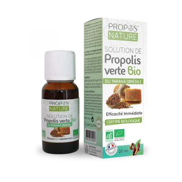 Propos Nature Solution hydro alcoolique de propolis verte BIO - flacon 20 ml