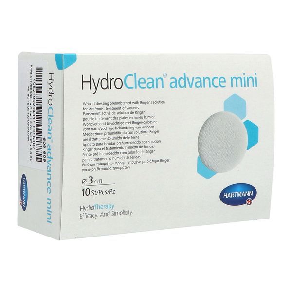 HYDROCLEAN ADVANCE MINI Pansement hydrogel irrigoabsorbant rond, prêt à l'emploi, bt 10