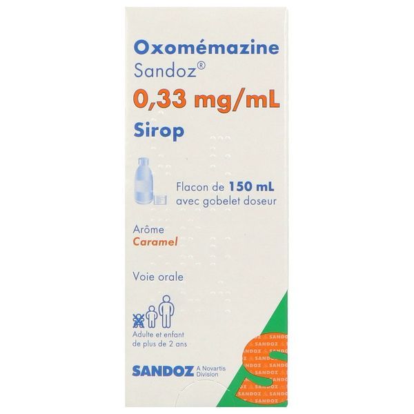 OXOMEMAZINE SANDOZ SANS SUCRE Solution buvable 0,33 mg/ml, flacon 150 ml avec gobelet-doseur