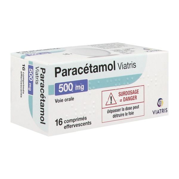 PARACETAMOL VIATRIS Comprimé effervescent 500 mg, boîte 1 tube 16