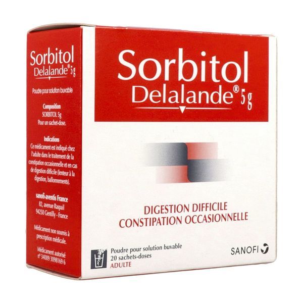 SORBITOL DELALANDE Poudre pour solution buvable 5 g, boîte 20 sachets-dose 5 g