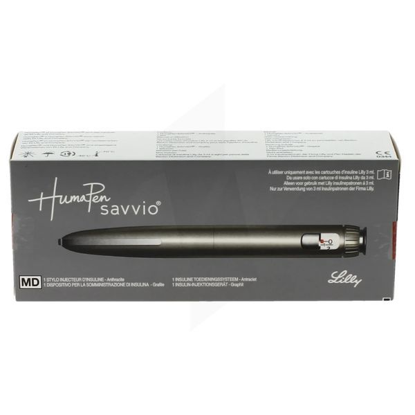 HUMAPEN SAVVIO Stylo injecteur d'insuline 1 UI pour cartouche 3 ml, 100 UI/ml Lilly, anthracite, unité