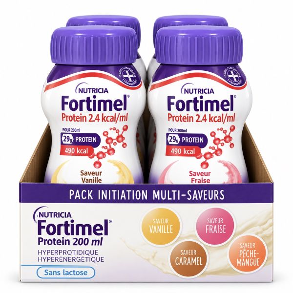FORTIMEL PROTEIN 2.4 KCAL Denrée alimentaire destinée à des fins médicales spéciales, pack multisaveurs, 200 ml x 4