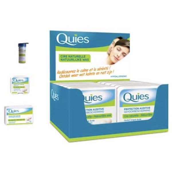 QUIES CIRE NATURELLE Protection auditive en cire naturelle, antibruit, 2 paires, tube 4