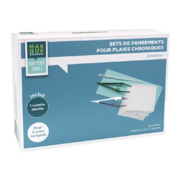 MARQUE CONSEIL SETS DE PANSEMENTS POUR PLAIES CHRONIQUES Set de nettoyage, de détersion et de recouvrement, plaie chronique, bt 5