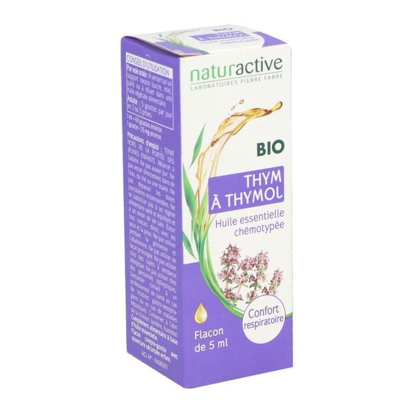 NATURACTIVE HUILE ESSENTIELLE CHEMOTYPEE BIO Huile essentielle, complément alimentaire à base de thym à thymol, fl 5 ml