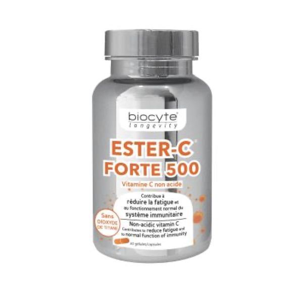 BIOCYTE ESTER-C FORTE 500 Gélule, complément alimentaire à base de vitamine C, pilulier 30