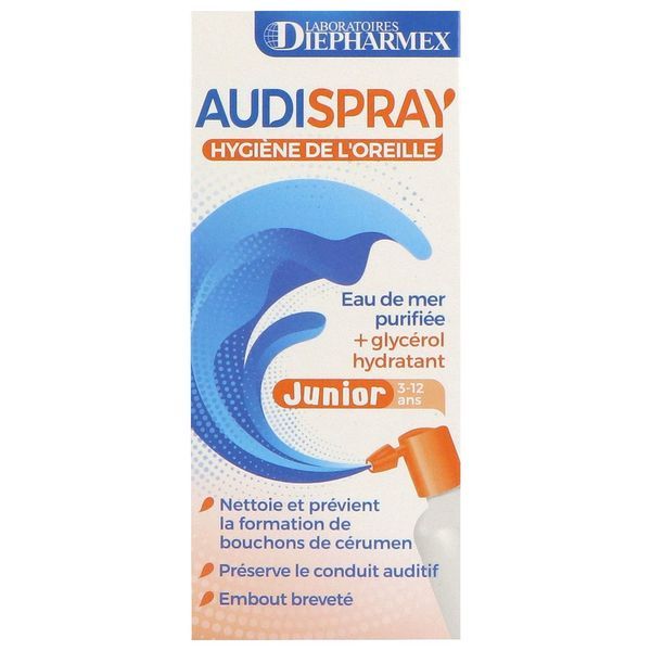 AUDISPRAY JUNIOR HYGIENE DE L'OREILLE Solution auriculaire hypertonique d'eau de mer, spray 25 ml