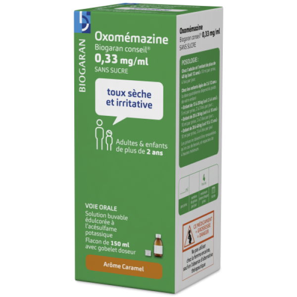 Oxomemazine Biogaran Conseil 0,33 Mg/Ml Sans Sucre Solution Buvable Edulcoree A L'Acesulfame Potassique B/150