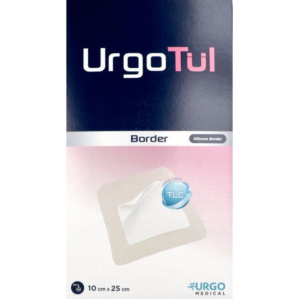 URGOTUL BORDER Pansement hydrocellulaire adhésif, matrice TLC micro-adhérente, bord siliconé, 10 cm x 25 cm, bt 10
