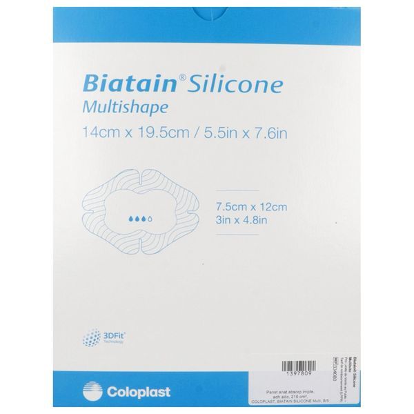 BIATAIN SILICONE MULTISITE Pansement hydrocellulaire bord adhésif siliconé, repositionnable, stérile, bt 5