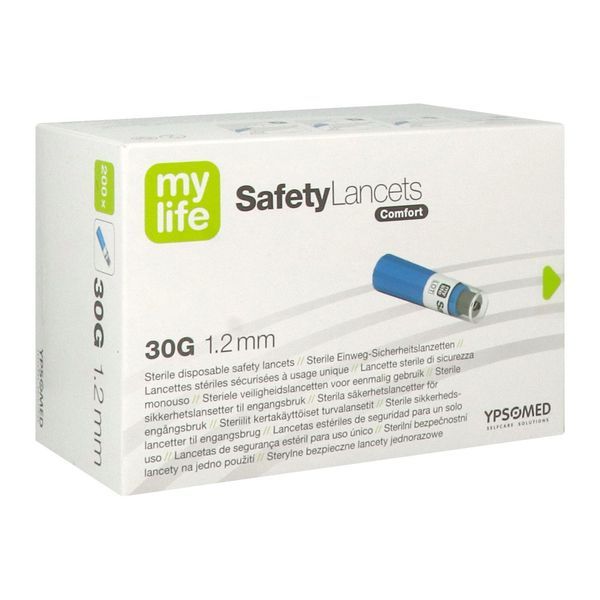 MYLIFE SAFETYLANCETS COMFORT Autopiqueur jetable à usage unique pour prélèvements sanguins, bt 200