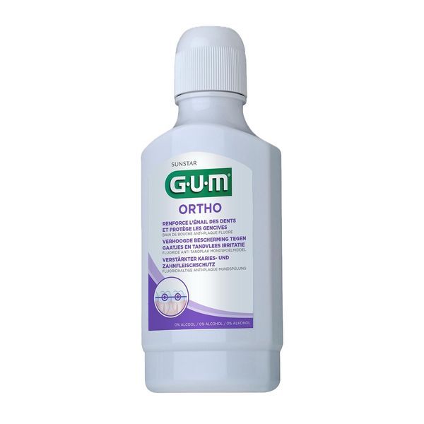 GUM ORTHO BAIN DE BOUCHE Bain de bouche fluoré sans alcool, fl 300 ml
