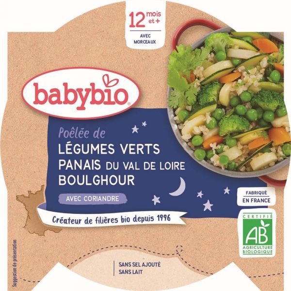 Babybio Bonne nuit Légumes verts Panais Boulghour BIO - dès 12 mois - 230 g