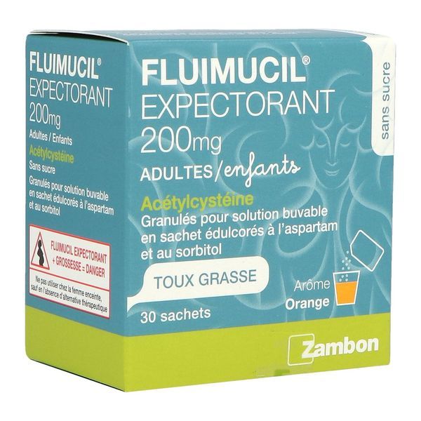 Fluimucil Expectorant Acetylcysteine 200 Mg Granules Pour Solution Buvable En Sachet B/30