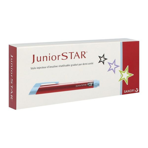 JUNIORSTAR Stylo injecteur d'insuline 0,5 UI pour cartouche 3 ml, 100 UI/ml Sanofi Aventis, rouge, unité