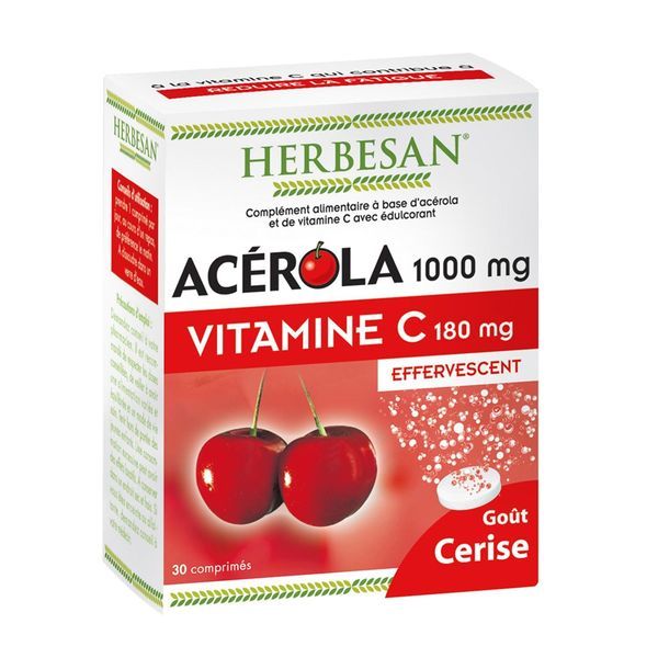 HERBESAN ACEROLA 1000 EFFERVESCENT Comprimé effervescent, complément alimentaire à base d'acérola, bt 30