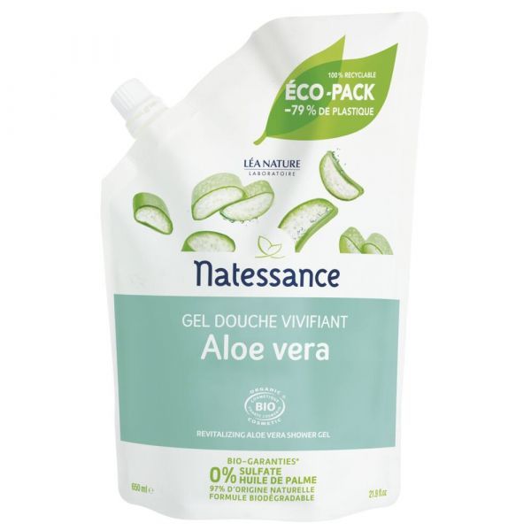 Natessance Gel douche vivifiant Aloe - Ecopack 650 ml
