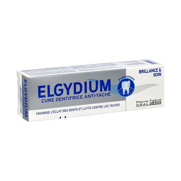 ELGYDIUM CURE DENTIFRICE ANTITACHE BRILLANCE & SOIN Dentifrice anti-tache fluoré, tube 30 ml
