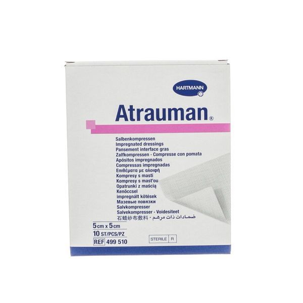ATRAUMAN Pansement gras, stérile à imprégnation lipidique, sans principe actif, 5 cm x 5 cm (ref. 499510), bt 10