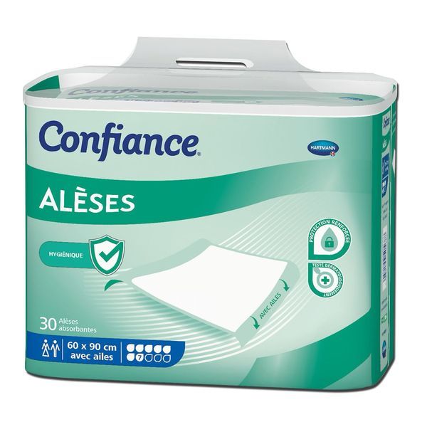 CONFIANCE ALESE 7G Alèse absorbante avec aile, intraversable à usage unique, sans latex, sac 30