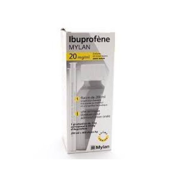 Ibuprofene Mylan 20 Mg/Ml Enfant Et Nourrisson Sans Sucre Suspension Buvable Edulcoree Au Maltitol Et A La Saccharine Sodique 200 Ml En Flacon Avec Se